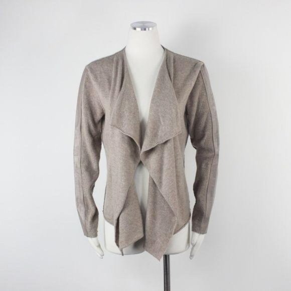 Brochu Walker M Cardigan Cashmere Tan Cascade Open - Picture 1 of 8